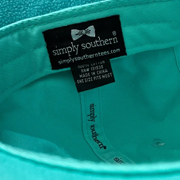 NWT Simply Southern Hat Cap Womens Ladies Adjustable Teal Pink Glitter Bow Tie - Picture 5 of 6